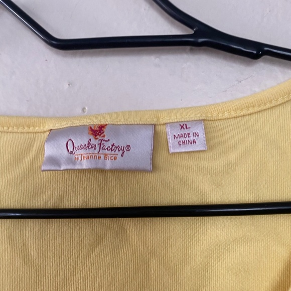 Quacker Factory Yellow Rhinestone Cotton T Shirt Women’s Size XL Short Sleeves - Picture 4 of 8
